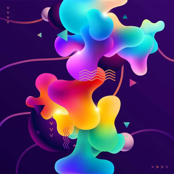 Composition Fluid Colorful Shapes Bright Abstract Geometric Composition — ストックベクタ