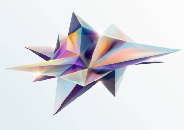Soyut üç boyutlu geometrik şekil. Renkli üçgenlerin sanat bileşimi.