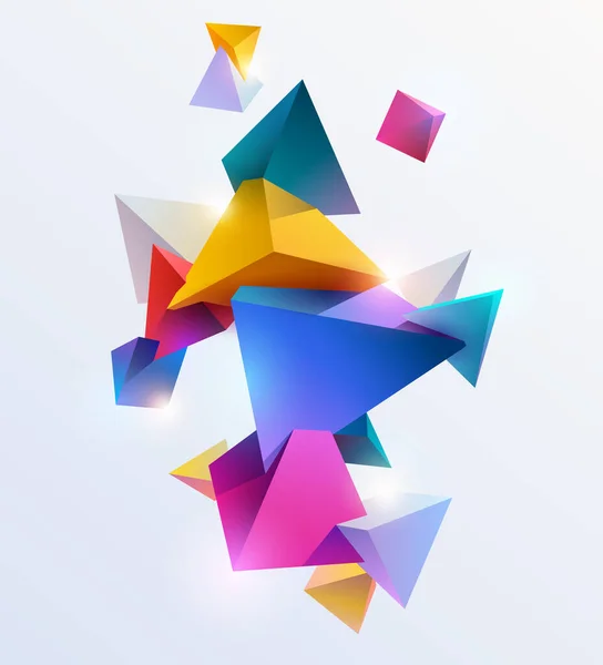 Intersecterende Kleurrijke Piramides Driehoeken Abstracte Heldere Geometrische Samenstelling — Stockvector