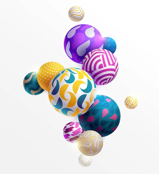 Boules Décoratives Multicolores Motifs Composition Géométrique Abstraite — Image vectorielle