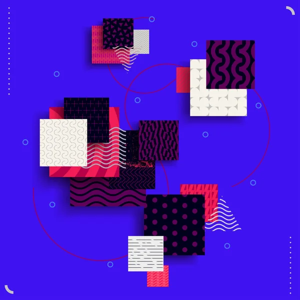 Composition Des Carrés Texturés Motifs Composition Géométrique Abstraite — Image vectorielle