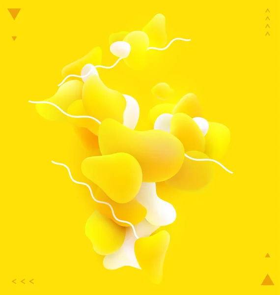 Flüssige Und Flüssige Formen Gelbe Geometrisch Realistische Komposition — Stockvektor