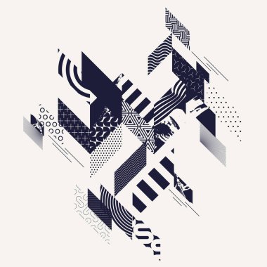 Soyut modern geometrik arkaplan. Desenli ve desenli çizgiler.