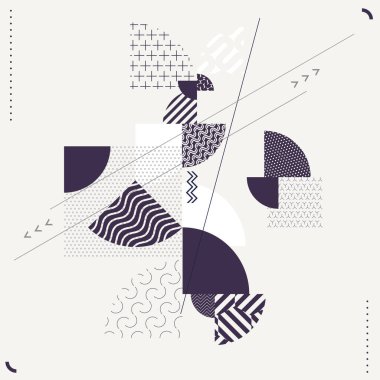 Desenli geometrik şekiller. Soyut minimalist kompozisyon.