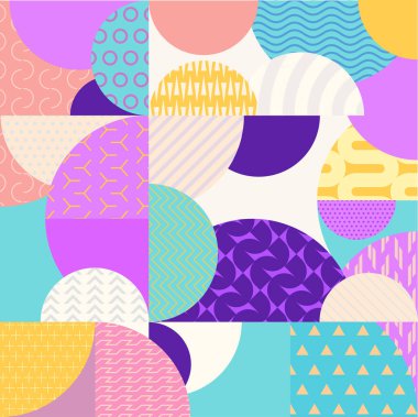 Soyut çok renkli geometrik arkaplan. Pastel desenli daireler.