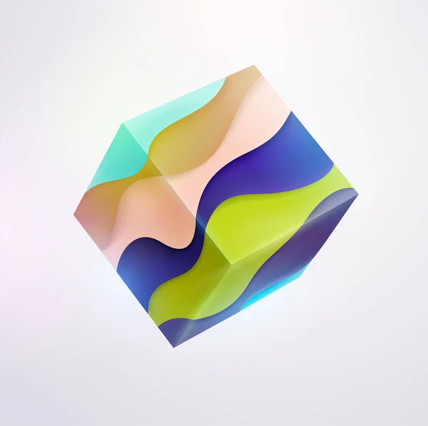 Cubo Rayado Color Forma Geométrica Del Arte — Archivo Imágenes Vectoriales