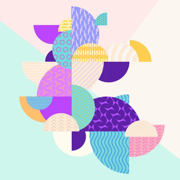 Soyut çok renkli geometrik kompozisyon. Pastel desenli daireler.