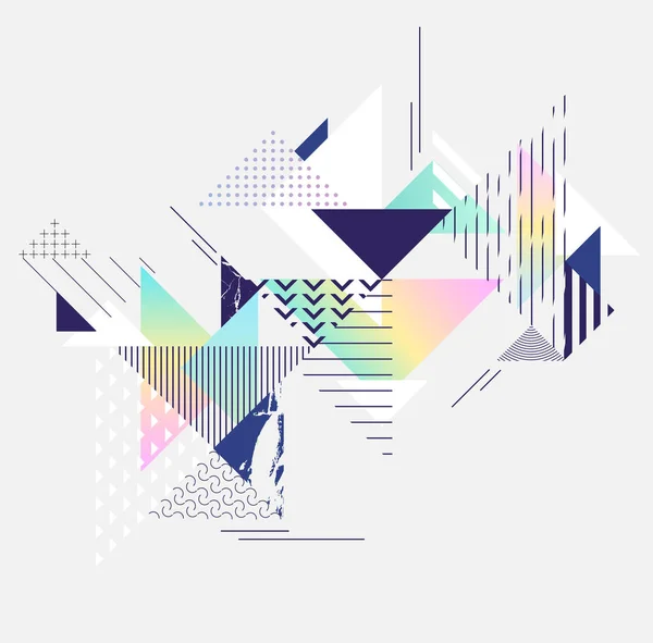 Composición Geométrica Abstracta Multicolor Triángulos Estampados Negros Coloridos — Archivo Imágenes Vectoriales