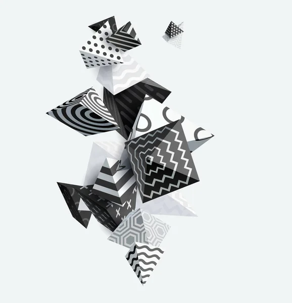 Patroon Decoratieve Piramides Abstracte Geometrische Samenstelling Monochroom Vector Ontwerp — Stockvector