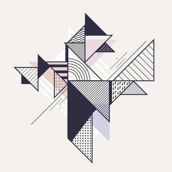 Abstracte Monochrome Geometrische Samenstelling Patronen Getextureerde Driehoeken — Stockvector