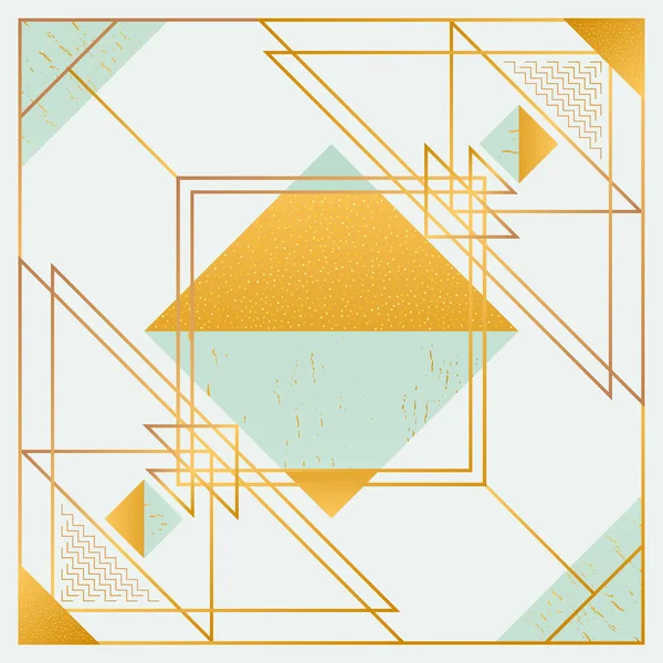 Geometrische Umrisse Des Covers Quadratisches Banner Mit Goldenen Linien Vektorvorlage — Stockvektor