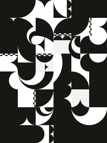 Résumé Fond Géométrique Noir Blanc Illustration Vectorielle Contrastée — Image vectorielle