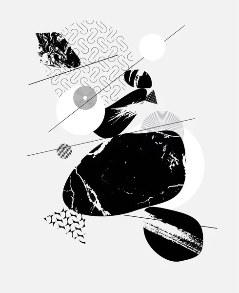 Composition Des Taches Grunge Noires Des Formes Géométriques Sur Fond — Image vectorielle