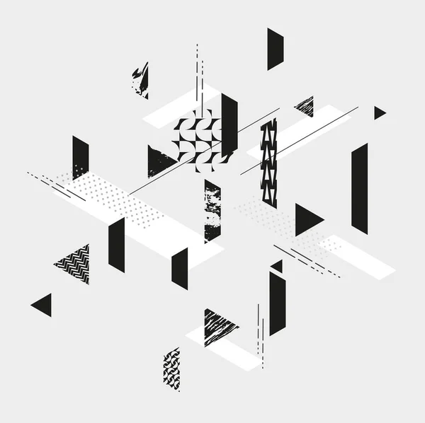 Composition Géométrique Abstraite Noir Blanc Fond Vectoriel — Image vectorielle