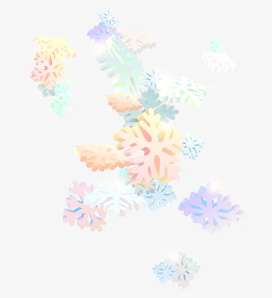 Легкие Разноцветные Снежинки Зимняя Векторная Иллюстрация — стоковый вектор