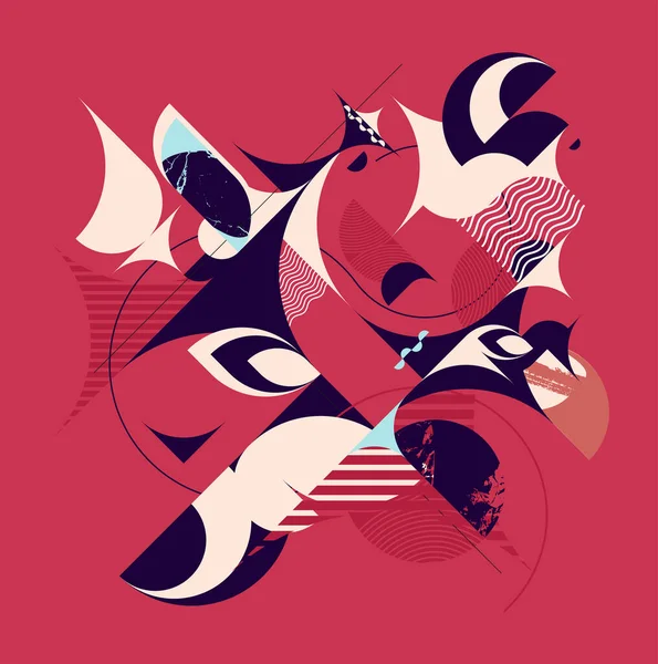 Composición Abstracta Las Formas Geométricas Sobre Fondo Rojo — Vector de stock