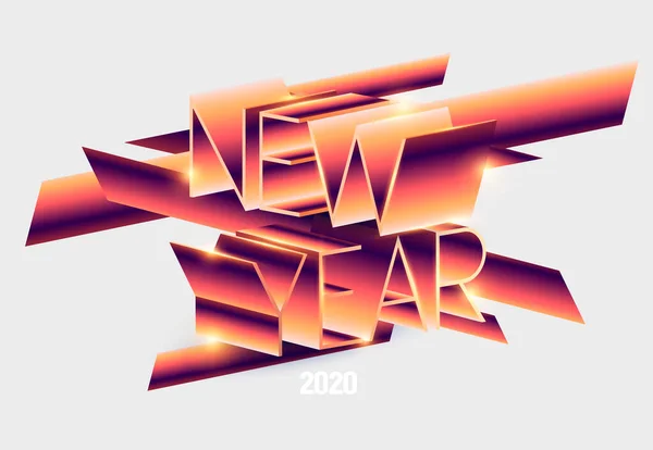 New Year Poster Isometric Retro Inscription Greeting Card Design — Stock Vector