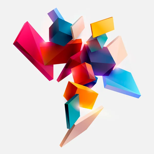 3Dキューブとカラフルな組成 抽象ベクトル図 — ストックベクタ