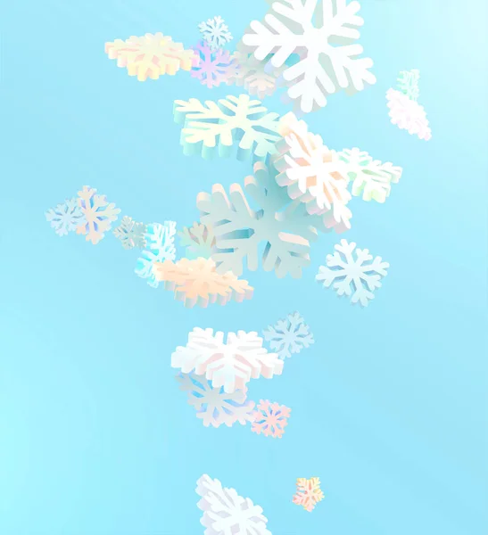 Light Multicolored Snowflakes Blue Background Winter Vector Illustration — Stock Vector