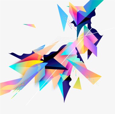 Renkli geometrik elementlerin soyut bileşimi. Vektör arkaplanı