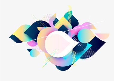 Beyaz çerçeveli çok renkli dairelerin ve baloncukların soyut bileşimi