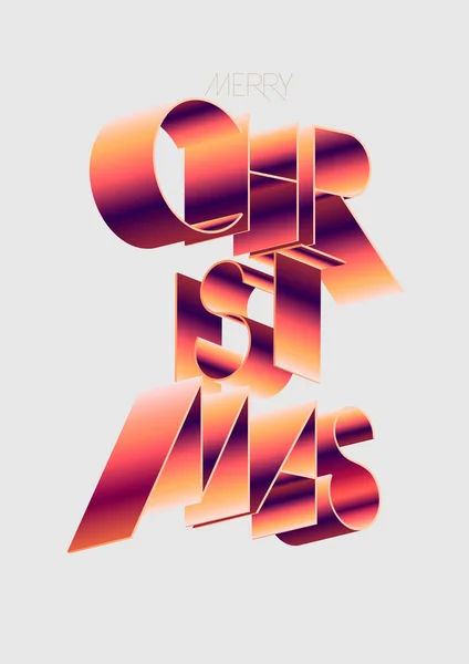 Christmas Poster Isometric Retro Inscription Greeting Card Design — Stock Vector