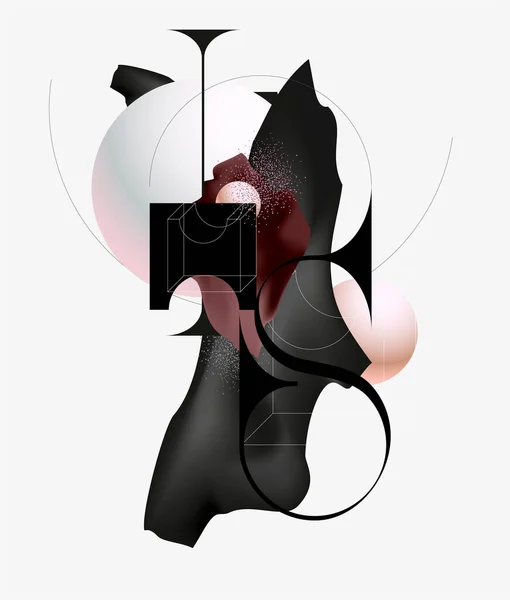 幾何学的なポスターデザイン 液体抽象要素とテキストのための場所と最小限の背景 — ストックベクタ