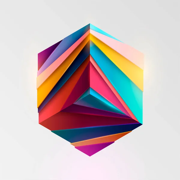 Cubo Rayas Color Sobre Fondo Blanco Forma Geométrica Del Arte — Vector de stock