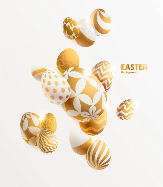 Huevos Pascua Dorados Estampados Sobre Fondo Claro Fondo Vacaciones — Vector de stock