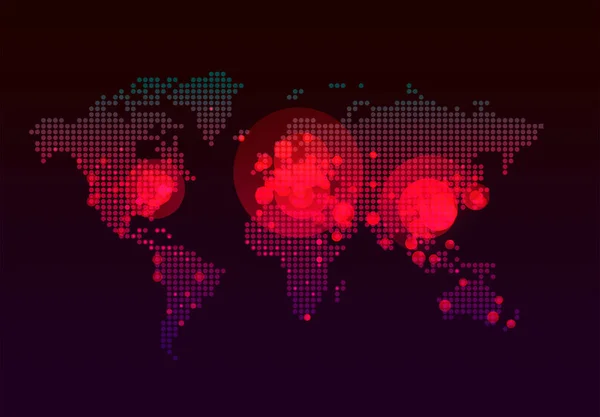 Карта Мира Коронавирус Ковид Пандемическая Иллюстрация Красными Кругами — стоковый вектор