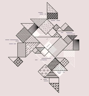 Işık arkaplanındaki dekoratif geometrik şekillerin bileşimi