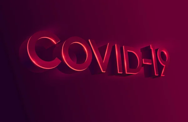 Diseño Tipográfico Covid Inscripción Roja Sobre Fondo Oscuro — Vector de stock