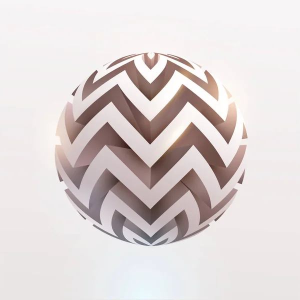 Witte Bal Met Beige Zigzag Patroon Kunstgeometrisch Primitief — Stockvector