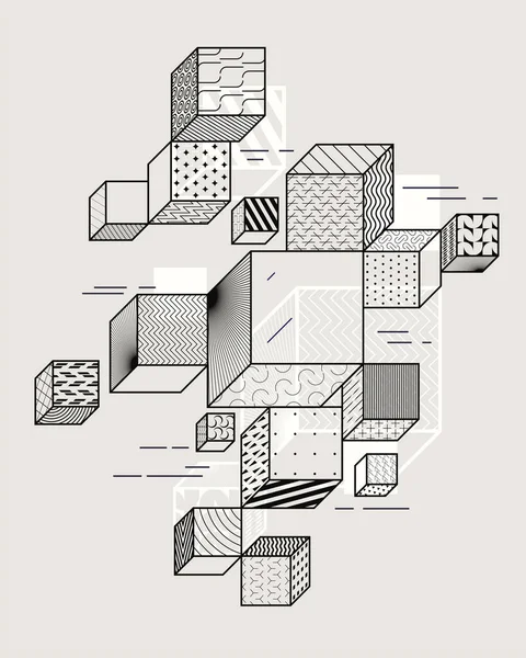 Abstract Geometric Composition Decorative Cubes Poster Design — 스톡 벡터