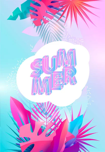 Zomer Tropisch Ontwerp Bloemenposter — Stockvector