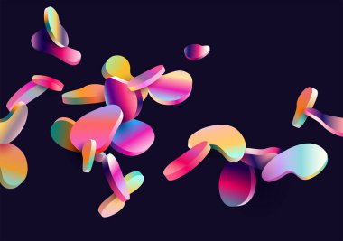 Renkli 3 boyutlu baloncuklar. Soyut sıvı parlak şekiller. Dinamik vektör bileşimi.