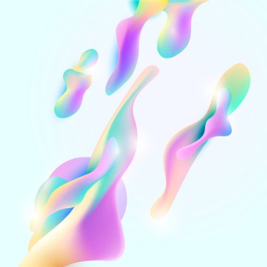 Açık arkaplanda sıvı renkli şekiller. Soyut vektör bileşimi.