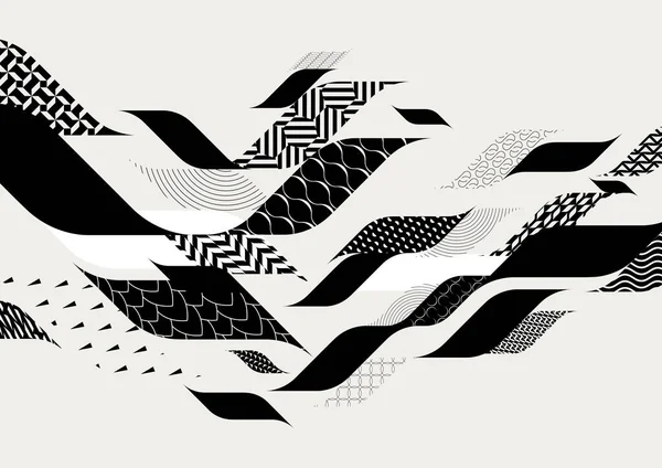 Composition Géométrique Élégante Abstraite Lignes Ondulées Noires Décorées Sur Fond — Image vectorielle