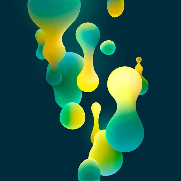 Burbujas Colores Fluidos Sobre Fondo Oscuro Ilustración Abstracta Del Vector — Vector de stock