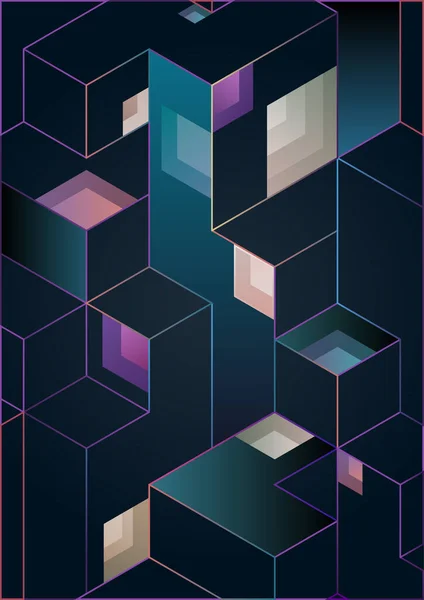 Fondo Geométrico Isométrico Cubos Colores Ilustración Abstracta Del Vector — Vector de stock