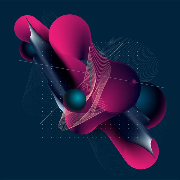 Affiche Géométrique Art Avec Éléments Liquides Illustration Vectorielle — Image vectorielle