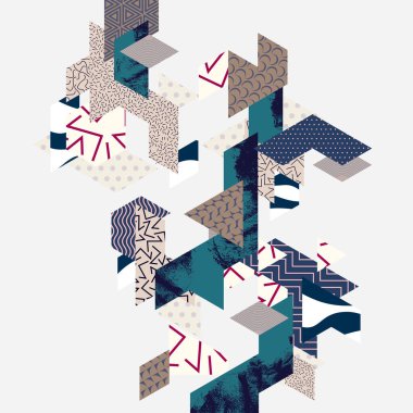 Desenli şekillerin sanat geometrik arka planı. Soyut vektör illüstrasyonu