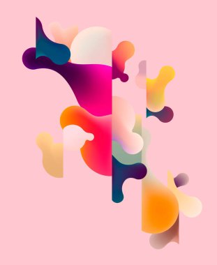 Çok renkli sıvı baloncukların soyut bileşimi. Vektör illüstrasyonu