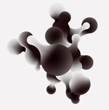 Beyaz arka planda akışkan tek renkli baloncuklar. Soyut vektör illüstrasyonu