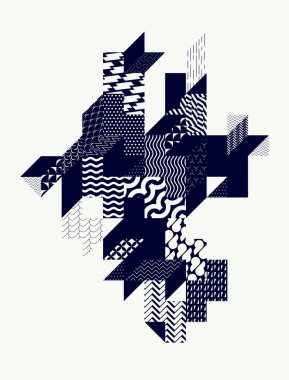 Soyut sanat geçmişi. Desenli tek renkli geometrik şekiller.