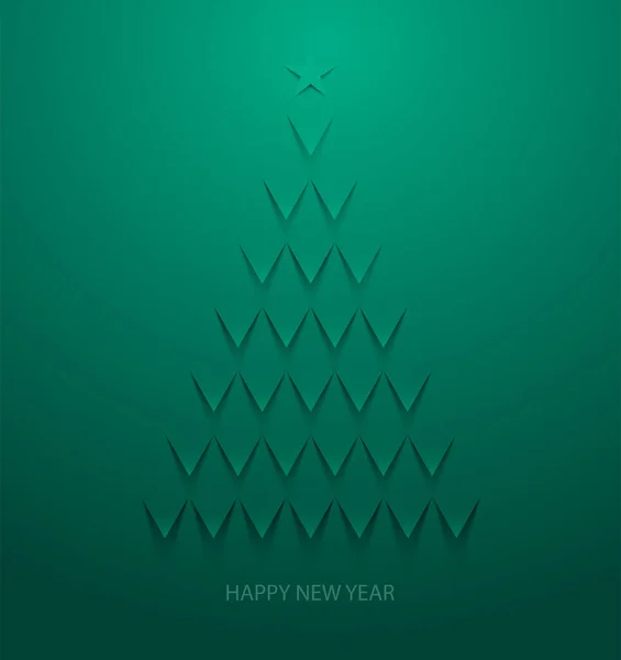 Grüner Origami Weihnachtsbaum Grußkarten Design — Stockvektor