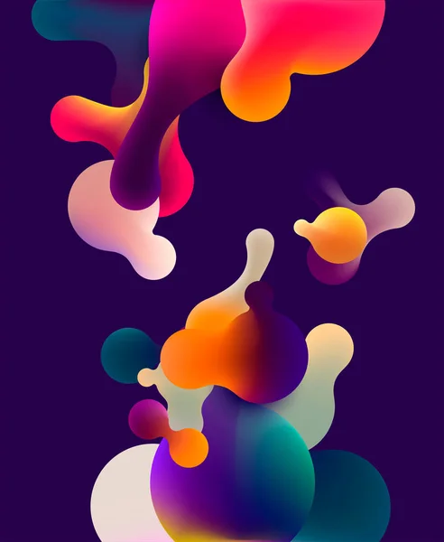 Bulles Colorées Fluides Sur Fond Bleu Illustration Vectorielle Abstrait — Image vectorielle
