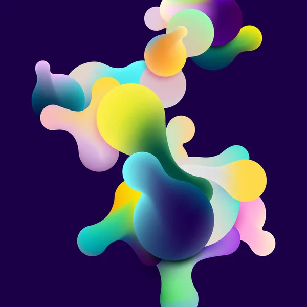 Bulles Fluides Colorées Sur Fond Sombre Illustration Vectorielle Abstrait — Image vectorielle