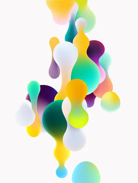 Burbujas Colores Fluidos Sobre Fondo Blanco Ilustración Abstracta Del Vector — Archivo Imágenes Vectoriales