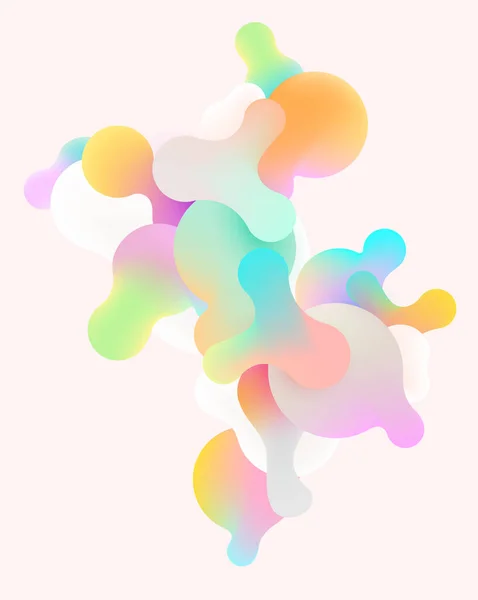 Bulles Pastel Colorées Fluides Sur Fond Rose Illustration Vectorielle Abstrait — Image vectorielle